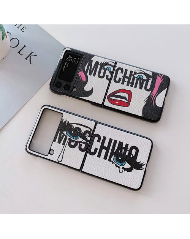 モスキーノ Galaxy z flip3/z flip4ケースブランド galaxy zfold3ケース個性可愛いくまちゃん付き moschino ギャラクシー z flip3ケース折り畳み保護性ファつション人気