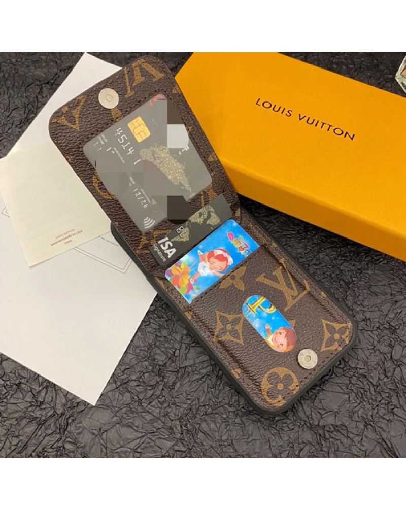 ルイヴィトン iphone15 pro max保護ケースカード収納vuitton iphone15proケースビジネス風アイフォン14proケースルイビトン galaxy s23 s22 ultraケースレザー製高級感