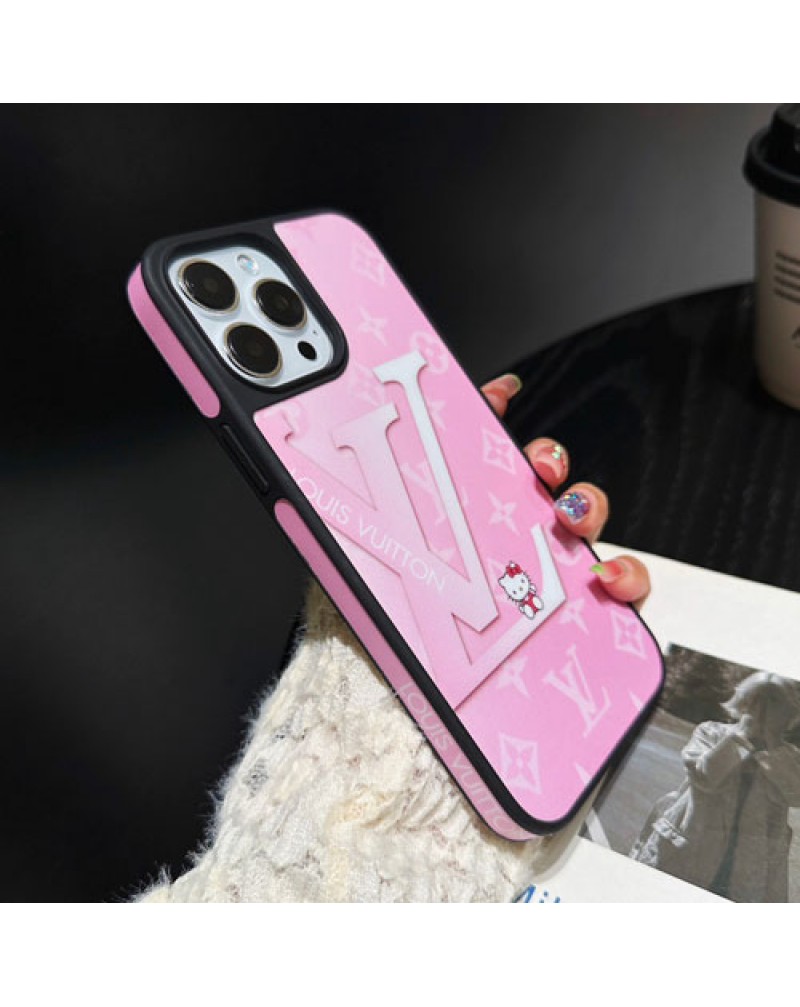 ルイヴィトン iphone15 pro max保護ケースブランド iphone15proカバーvuitton iphone13pro max保護ケースルイビトンiphone14 proケース可愛いhello kitty付きお洒落