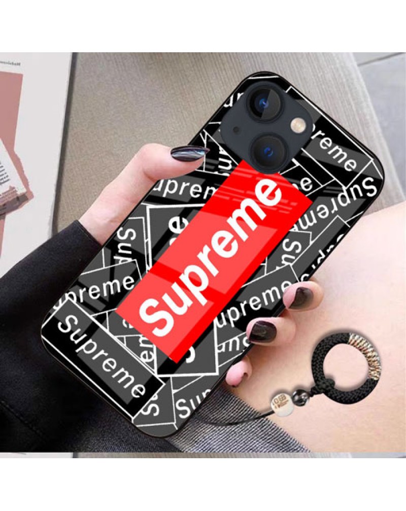 supreme iphone16pro max/16 plus/16 proケース個性 シュプリーム iphone15/15 plus/15 pro max保護ケースガラス表面アイフォン14プロ/14 pro maxケース潮流ブランド iphone 13pro 12pro max携帯電話カバー男女兼用