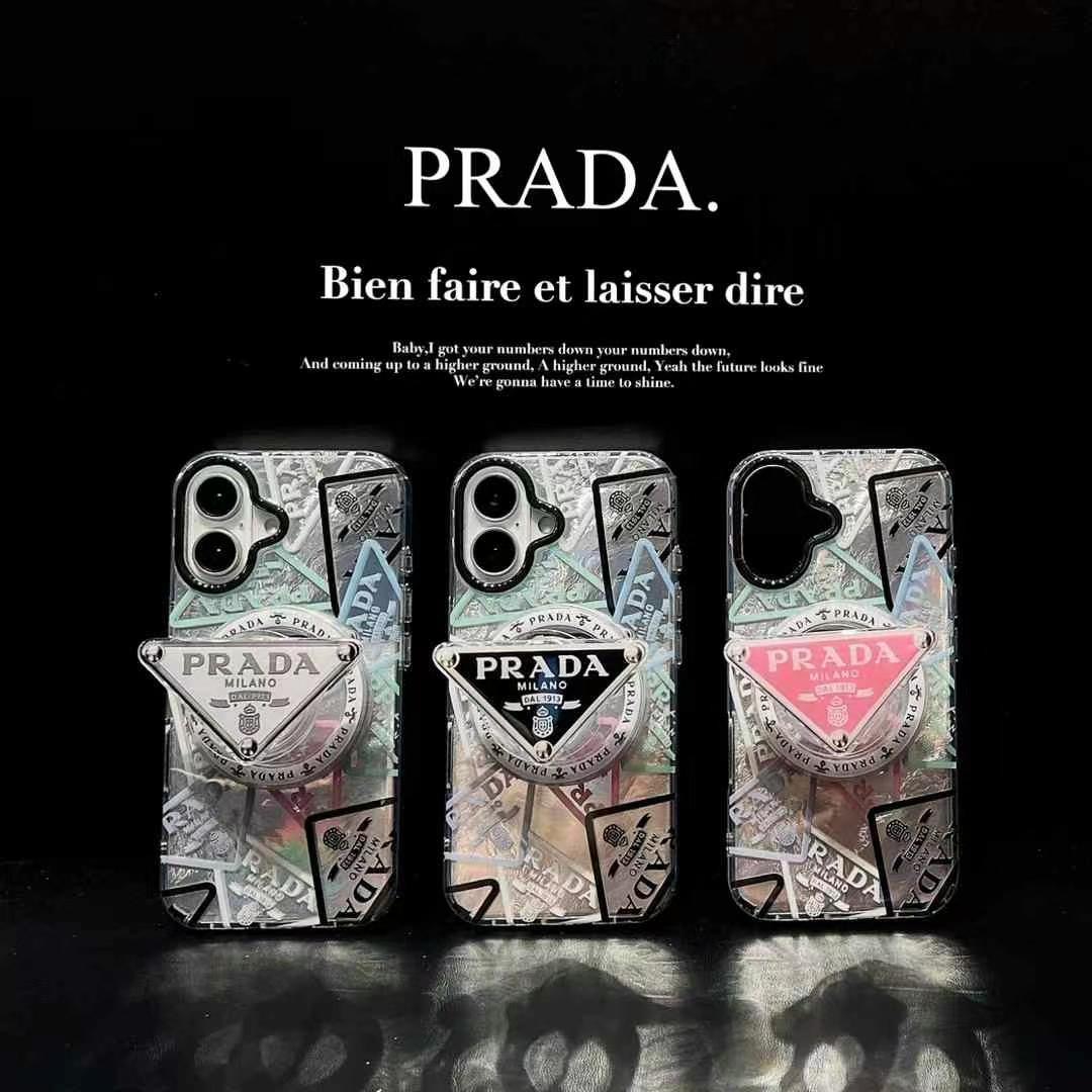 prada iphone15 proケースマグネット式スタンド付き